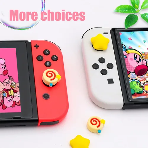 Vista 13 de Tapas de agarre para el pulgar, bonitos agarres para Nintendo Switch, funda de silicona suave compatible con Nintendo Switch/Switch OLED/Switch Rosa
