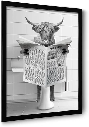 Vista 7 de Arte de pared enmarcado para decoración de baño, chimpancé en la bañera, arte de pared en blanco y negro, divertidos letreros de decoración de pared