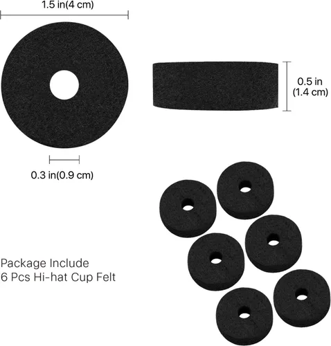 Vista 5 de Flexzion Kit de accesorios de platillos de 18 piezas, incluye fieltros de platillo y fundas con base, tuercas de ala, arandelas y fieltro de copa