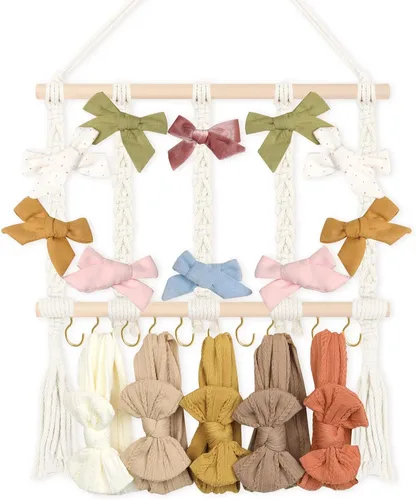 Vista 11 de POVETIRE Soporte para diadema organizador de bandas para la cabeza para niñas, diademas de bebé, accesorios para el cabello, organizador