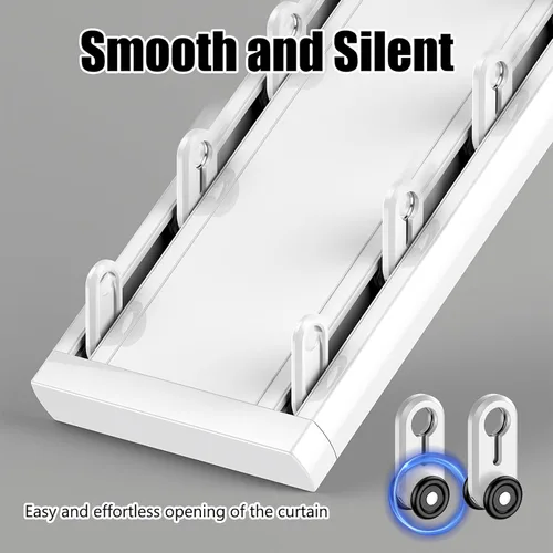 Vista 3 de Ceiling Curtain Track - Double Rails System, Silent Double Curtain Track Ceiling Mount, Heavy Duty Sliding Curtains Rail, Aluminum Alloy Drape