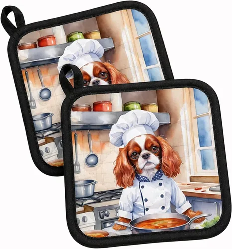 Vista 165 de Caroline's Treasures Coton de Tulear El Chef Par de Agarraderas de Ollas de Cocina Resistentes al Calor Juegos de Agarraderas de Ollas Almohadillas