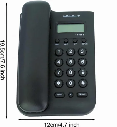 Vista 2 de Teléfono básico con cable, TelPal FSK/DTMF Teléfono de identificación de llamadas simple con pantalla LCD para mostrar el número de llamada Negro