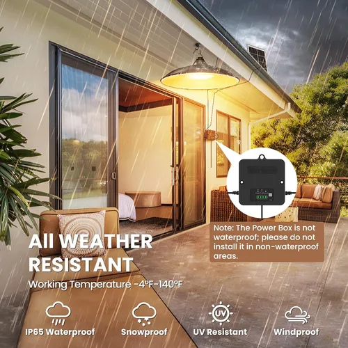 Vista 6 de Luz solar para interiores y exteriores, luz colgante diurna blanca cálida disponible con cuerda de tracción, del atardecer al amanecer, 3 modos