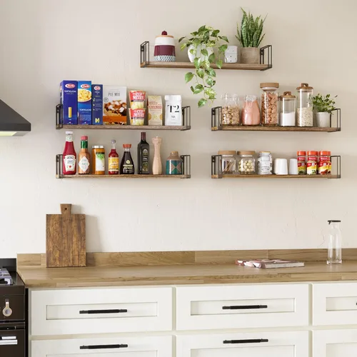 Vista 4 de Wallniture Avila - Estantes flotantes de 24 pulgadas para pared, organización de cocina y estantes de oficina, estantería para decoración de sala