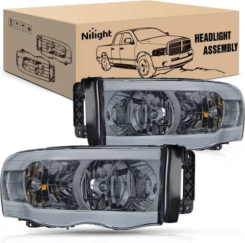 Vista 19 de Nilight Faros para 2002 2003 2004 2005 Ram 1500 2500 3500 Camión, Juego de Montaje de Faros Conductor y Pasajero, Reemplazo de Faros, Carcasa Negra