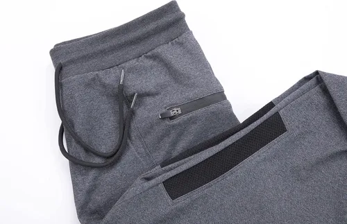 Vista 4 de FIRSTGYM Pantalones deportivos para hombre, ajustados, para entrenamiento, malla en el muslo, con bolsillos con cremallera