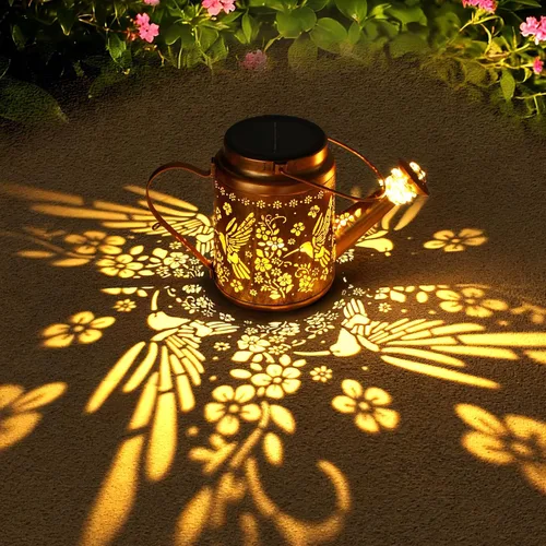 Vista 2 de X-PREK Luces solares impermeables para exteriores, luces solares de jardín de hadas, decoración al aire libre, regadera solar de colibrí, regalos
