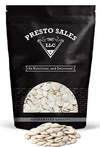 Vista 7 de Presto Sales LLC - Semillas de calabaza crudas con cáscara blanca nieve, sin aceite, aperitivo saludable, crujiente, delicioso, empaquetado en una
