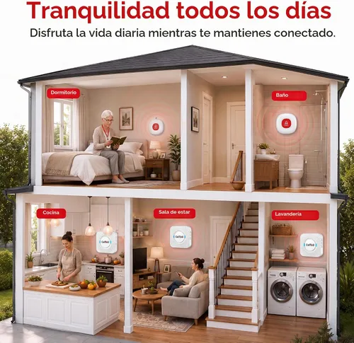Vista 5 de CallToU Botón de llamada inalámbrico para cuidadores para ancianos en casa, sistema de alerta de enfermera de más de 500 pies para personas