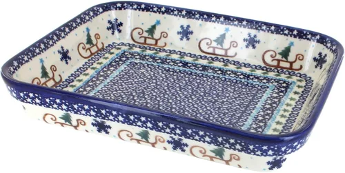 Vista 6 de Blue Rose Polish Pottery - Molde rectangular pequeño Orange Ashley - 10.25" x 8" - Utensilios para hornear únicos, aptos para lavavajillas