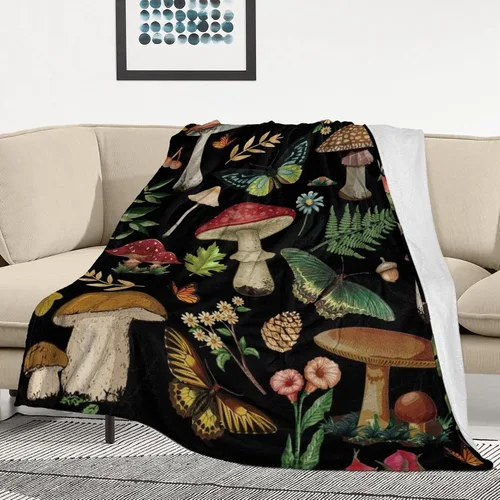 Vista 11 de Manta de Hongos Regalos para Mujeres Manta de Franela de Vellón de Hongos Suave y Acogedora para Todas las Estaciones para Sofá Sillón Decoración