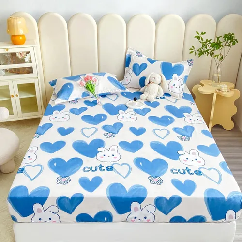 Vista 13 de Sábana bajera tamaño individual suave y acogedora, de algodón lavado, de algodón cepillado, para dormitorio de niños y niñas, funda de almohada