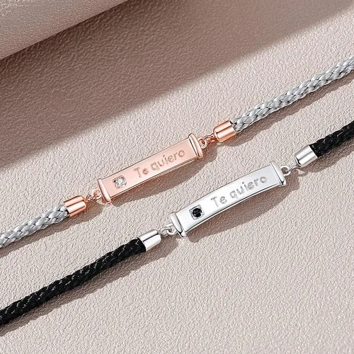 Vista 3 de VOYOMI Pulseras de promesa de cuerda para parejas pulseras de amistad para dos pulseras para mejores amigas pulseras para parejas regalos para novio