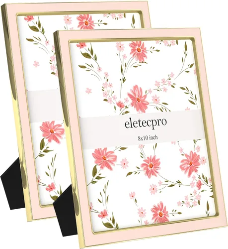Vista 59 de eletecpro 4x6 Enamel Picture Frame with Real Glass Cover, Pink, 1-Pack Rosa con oro