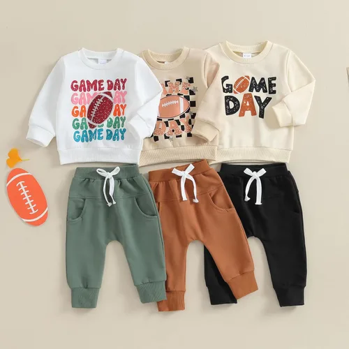 Vista 2 de Gueuusu Conjunto de 2 piezas de sudadera de manga larga para bebé niño y niño pequeño