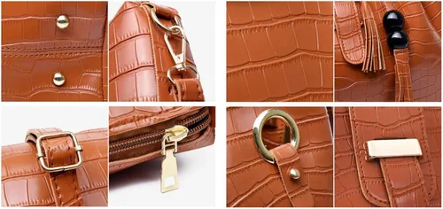 Vista 3 de Bolso de piel sintética para mujer, 3 unidades, con borlas