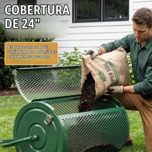 Vista 7 de Best Choice Products Esparcidor de compost, esparcidor de musgo de turba de 24 pulgadas, esparcidor de césped y suelo de acero resistente