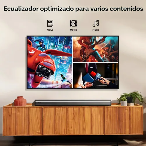 Vista 5 de Hiwill Barra de sonido Dolby de 2.2 canales para Smart TV, 200 W de potencia máxima, 6 controladores - 2 subwoofer/2 tweeter integrado, graves