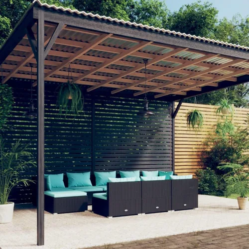 Vista 88 de Sofá de 3 plazas con cojines de ratán de poliéster marrón, juego de muebles de patio al aire libre con 3 sofás centrales para patio trasero, jardín