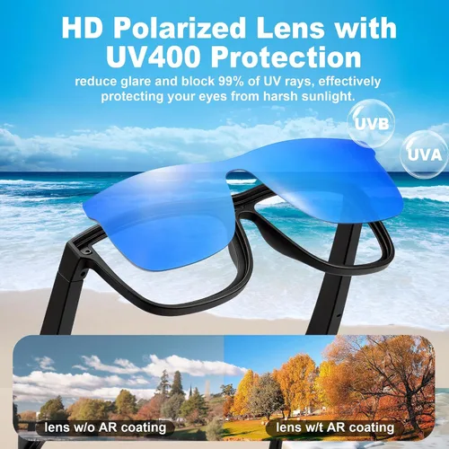 Vista 6 de Lentes inteligentes AI, gafas de sol azules Bluetooth