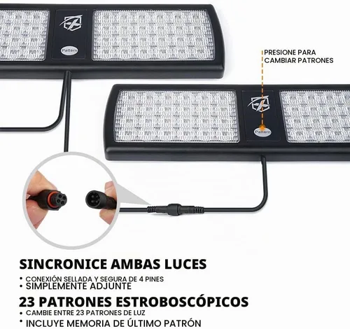 Vista 3 de Xprite - Luces estroboscópicas multicolor de 48 LED para visera, paquete de 2, luz solar interior para parabrisas para vehículos de construcción