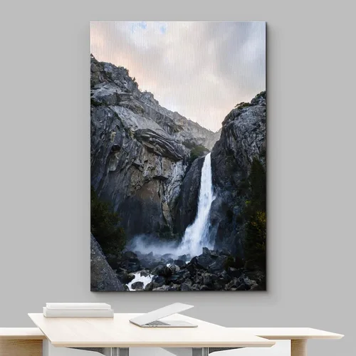Vista 3 de wall26 Lienzo impreso para pared, cascada de montaña islandesa al anochecer, naturaleza, desierto, fotografía, realismo, paisaje decorativo
