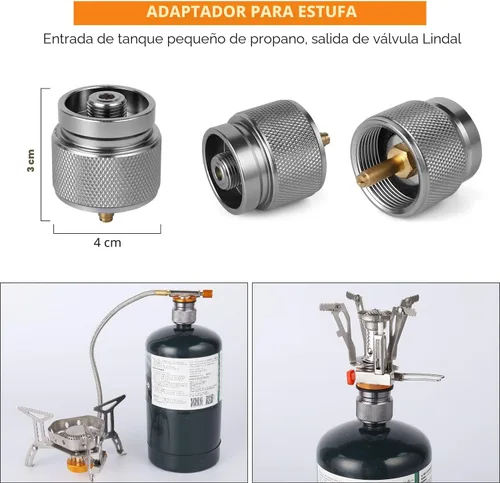 Vista 9 de Odoland Estufa de campamento a prueba de viento de 3500 W/6800 W, estufa de gas con adaptador de recipiente de combustible, encendido