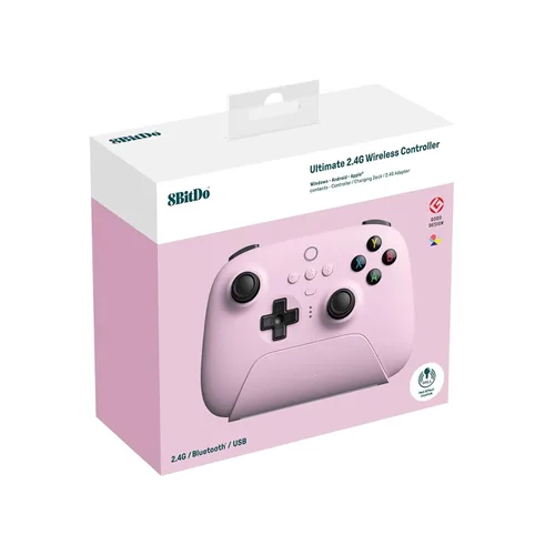 Vista 4 de 8Bitdo Ultimate 2.4G Wireless Controller, Hall Effect Joystick Update, Gaming Controller with Charging Dock for PC, Android, Steam Deck & Apple
