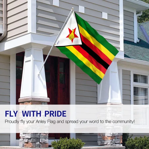 Vista 2 de Anley Fly Breeze - Bandera de Zimbabwe de 3 x 5 pies, color vivo y a prueba de decoloración, cabecera de lona y doble costura, banderas de Zimbabwe