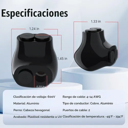 Vista 2 de RVBOATPAT Conector multigrifo aislado de 2 puertos 4-14 AWG de aluminio a cobre, conectores de alambre de aluminio de entrada de un solo lado 5PCS 2