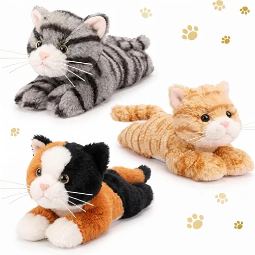 Vista 9 de 3 piezas de peluche de gato de 9 pulgadas, regalo para baby shower, regalos de fiesta, lindos juguetes de peluche para gatos pequeños, suministros