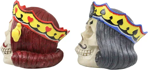 Vista 3 de Ebros Juego de 4 tarjetas de póker Casino Royale King Calaveras de todos los 4 Trajes Pala Corazón Club Diamante Coronas de Poker Figurita 4.25