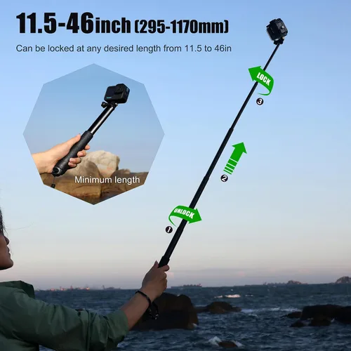 Vista 3 de SOONSUN Poste de extensión largo impermeable para selfie stick para cámara
