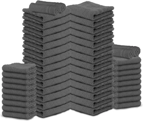 Vista 9 de Toallas de salón – Paquete de 50 toallas de mano negras 100% algodón Toalla de spa – 16x27 pulgadas Altamente absorbable Toallas faciales