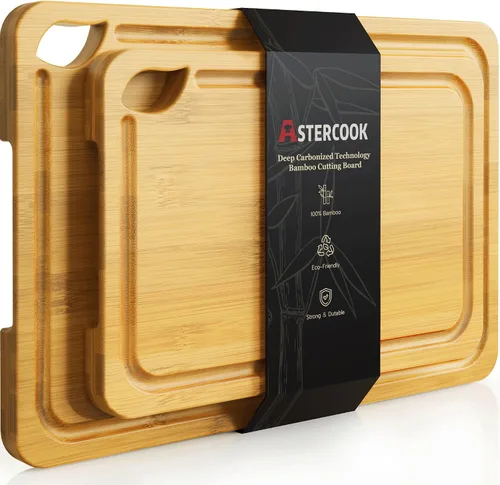 Vista 10 de Astercook Tablas de cortar de bambú carbonizado profundo