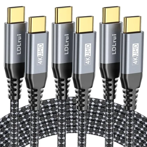 Vista 14 de LDLrui Cable de monitor USB C, pantalla 4K 60HZ, ángulo recto de 1 pie, transferencia de datos de 20 Gbps, carga de 100 W, cable de video USB 3.2