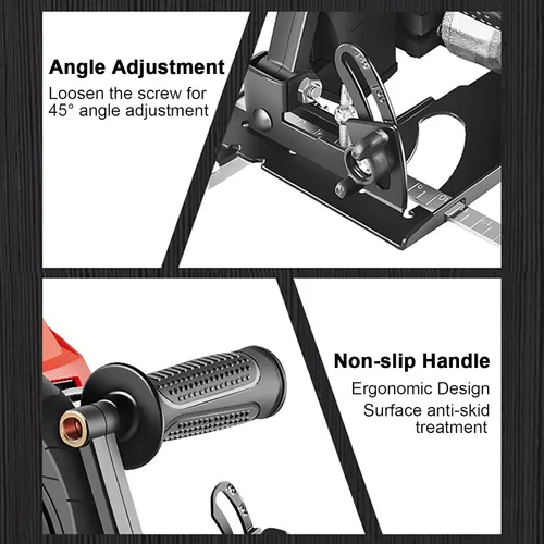 Vista 7 de Soporte para amoladora angular de 45 grados, ajustable, accesorios de amoladora angular para amoladora angular de 100 ~ 4.921 in, base de máquina