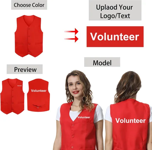 Vista 3 de TopTie Chaleco unisex de encargo del botón del uniforme para el voluntario del secretario del supermercado