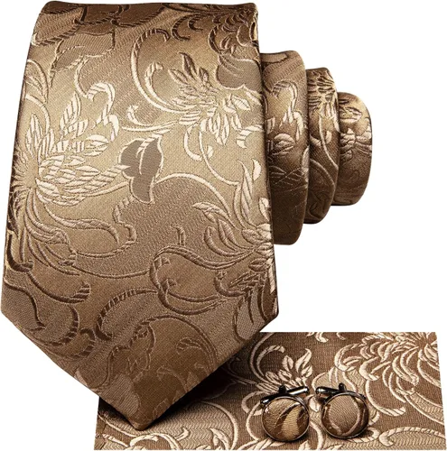 Vista 2 de Hi-Tie Mens Silk Paisley Necktie and Pocket Square Cufflinks Set for Wedding Business