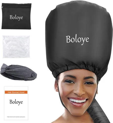 Vista 13 de Boloye Accesorio de Gorro para Secador de Cabello – Gorro de Secadora con Capucha XL de 28.5" para Secado Más Rápido y Acondicionamiento Profundo