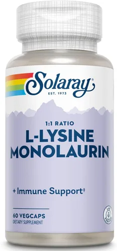 Vista 2 de Solaray L-lisina monolaurina proporción 1:1, 60 cápsulas (paquete de 2)
