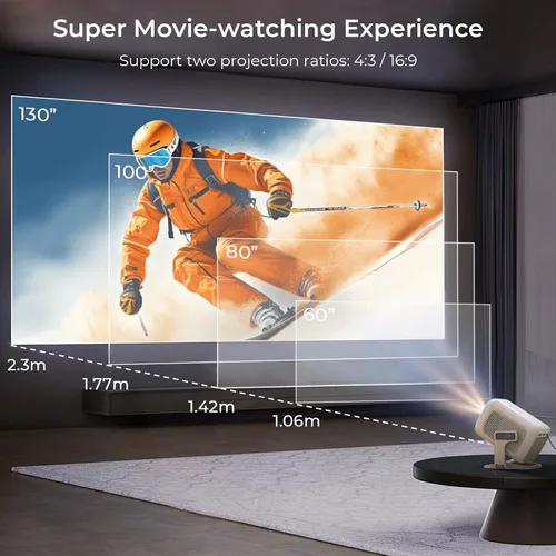 Vista 6 de Proyector inteligente compatible con Netflix/Soporte 4K/Calibración visual AI] Proyector con Dolby Atmos, 1080P 800 ANSI, aplicaciones