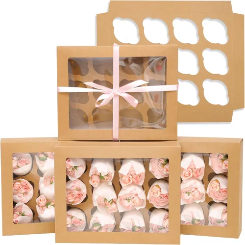 Vista 13 de Bakepacker Contenedores para 12 Cupcakes 10-Paquetes Caja de Cupcakes Roland Transportador de Cupcakes, 12 Cajas para Cupcakes con Ventana