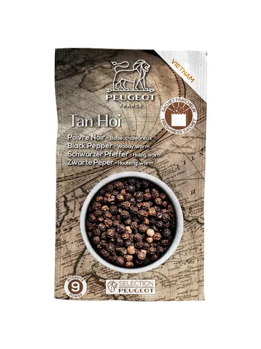 Vista 2 de Peugeot Pimienta negra Tan Hoi de Vietnam, 2.8 oz, 80 g, 4 sobres x 0.71 oz