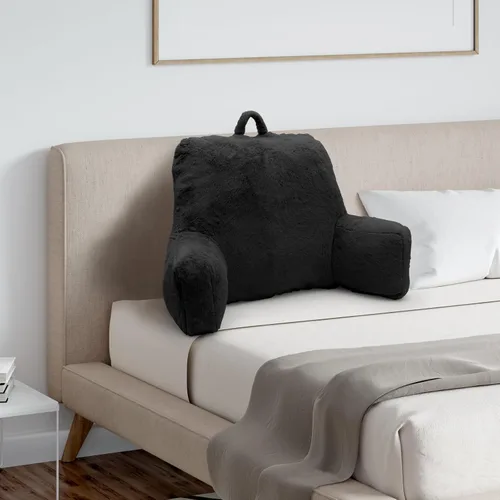 Vista 6 de Almohada de Lectura Grande para Cama, Respaldo con Brazos, Soporte de Espalda para Sentarse en la Cama, Sofá para Descansar, Respaldo, Negro