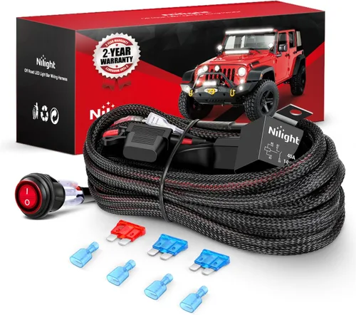 Vista 17 de Nilight Kit de arnés de cableado de barra de luz LED de cobre, 1 cable de 12 AWG resistente 12 V, interruptor de encendido y apagado, fusible