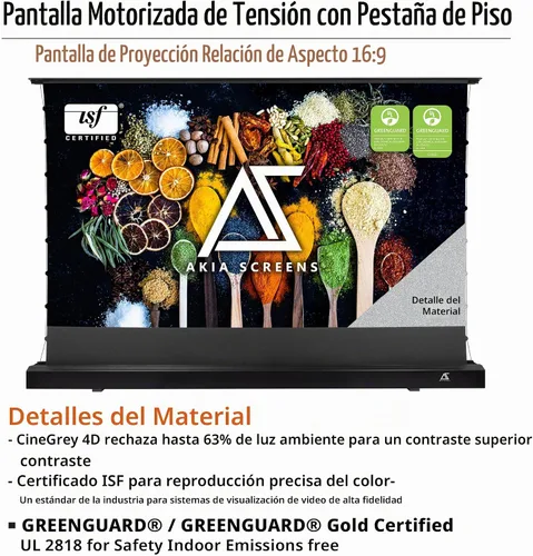 Vista 2 de Akia Screens AK-FMT101UH2-C4D-X - Pantalla de proyector de suelo de 101 pulgadas motorizada con control remoto, pantalla de proyector ALR que