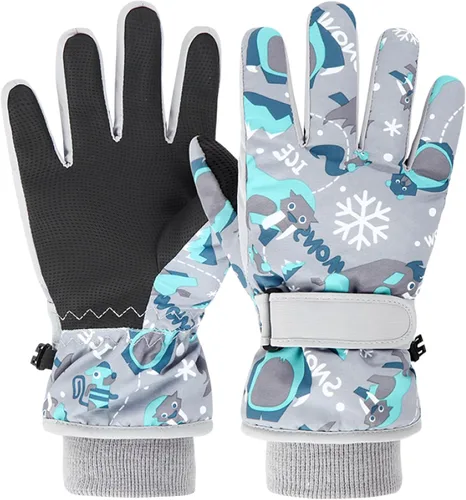 Vista 11 de Kids Ski Snow Gloves, Waterproof Winter Mittens for Boys Girls #01 azul