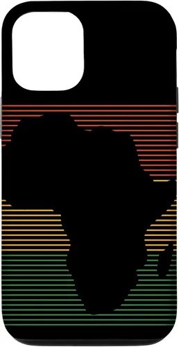 Vista 4 de Funda para iPhone 12 Pro Max Africa Silhouette, con líneas onduladas, color negro y mes de la historia